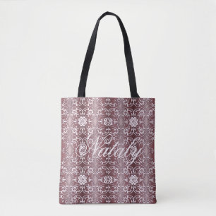 Tote Bag motif pourpre floral baroque