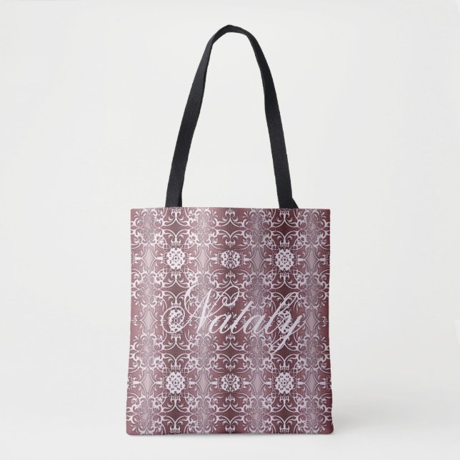 Tote Bag motif pourpre floral baroque (Devant)
