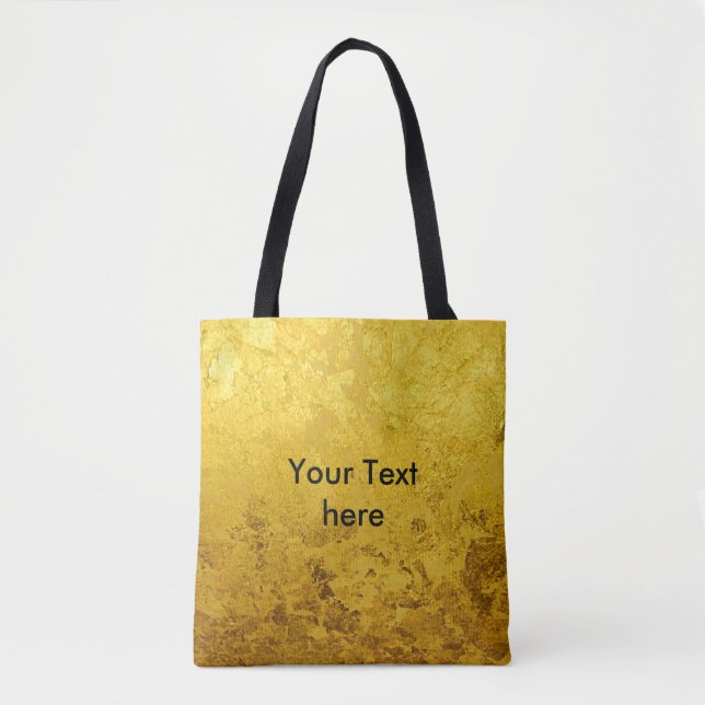 Tote Bag Motif PURE FEUILLE D'OR + votre texte / photo (Devant)