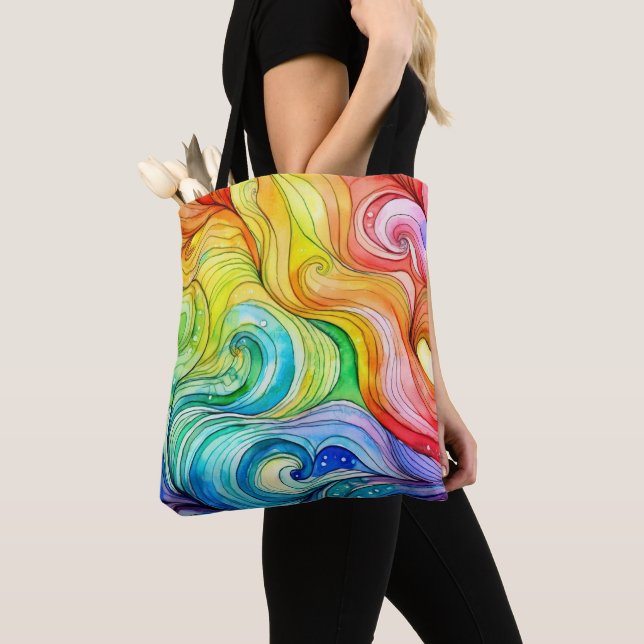 Tote Bag Motif Rainbow Swirl (De près)