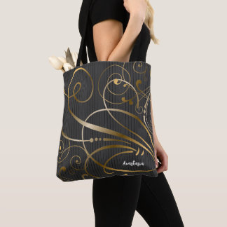 Tote Bag Motif rayé et perruques d'or Personnalisé
