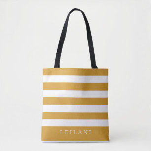 Tote Bag Motif rayé jaune moutarde tendance