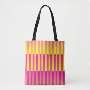 Tote Bag Motif rayé rose jaune orange