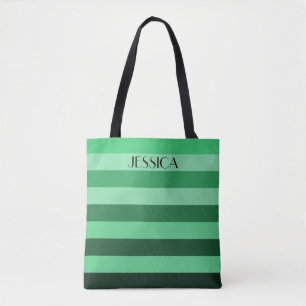 Tote Bag Motif rayé vert élégant Nom