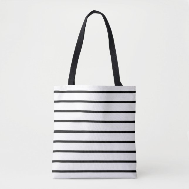 Tote Bag Motif rayures blanches et noires (Devant)