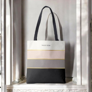 Tote Bag Motif rayures féminines simples avec votre nom
