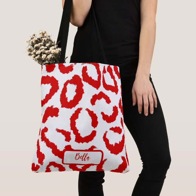 Tote Bag Motif Red Leopard (De près)