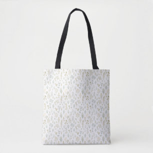 Tote Bag Motif Répétitif de Brins d'Herbes Micro Botaniques