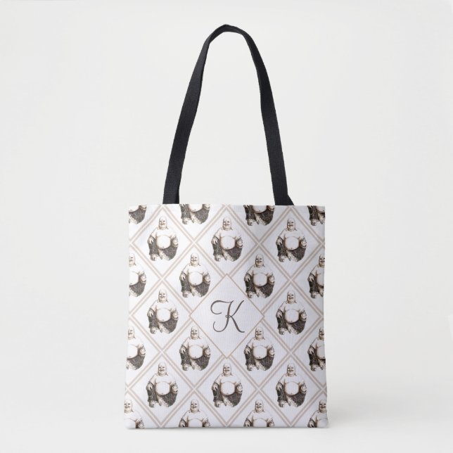Tote Bag Motif riant heureux de Bouddha de bonne chance de (Devant)
