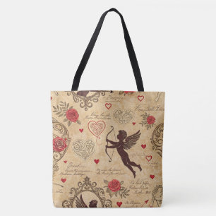 Tote Bag Motif romantique de vintage Cupid (4)