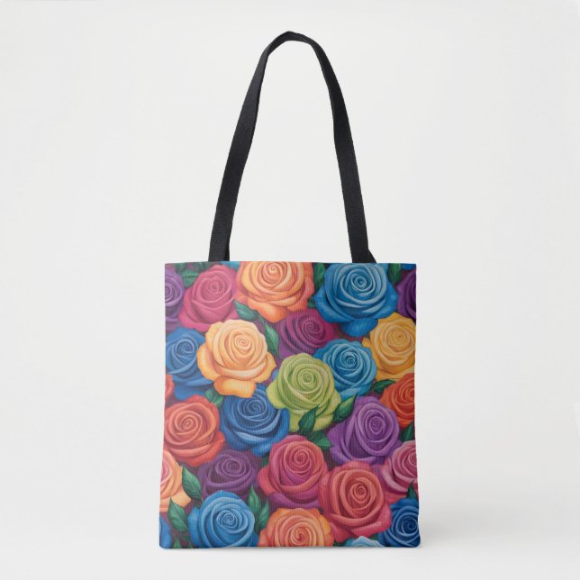 Tote Bag Motif rose coloré (Devant)