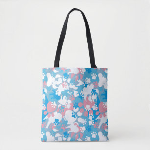 Tote Bag Motif rose et bleu de chien de camouflage