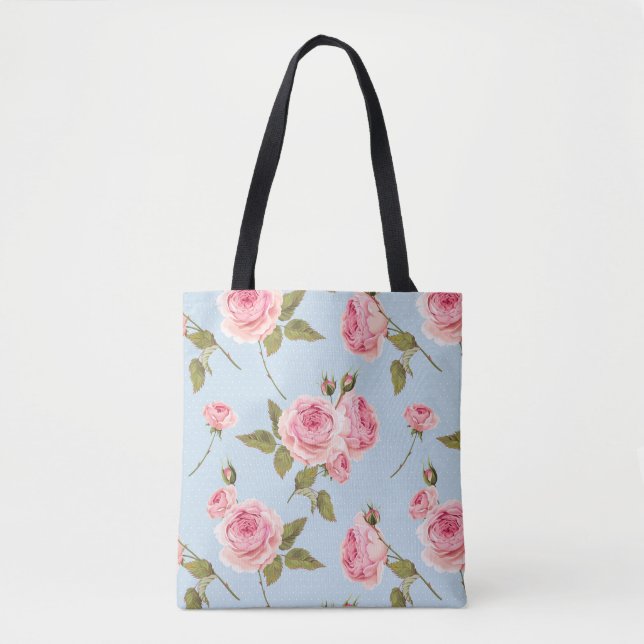Tote Bag Motif rose et Pois (Devant)