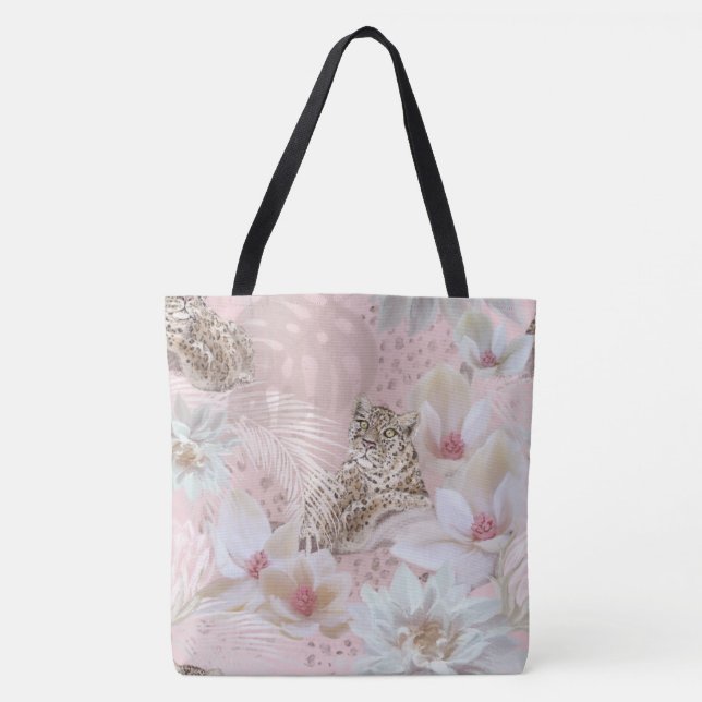 Tote Bag Motif rose léopard à la mode Fourre-tout (Devant)