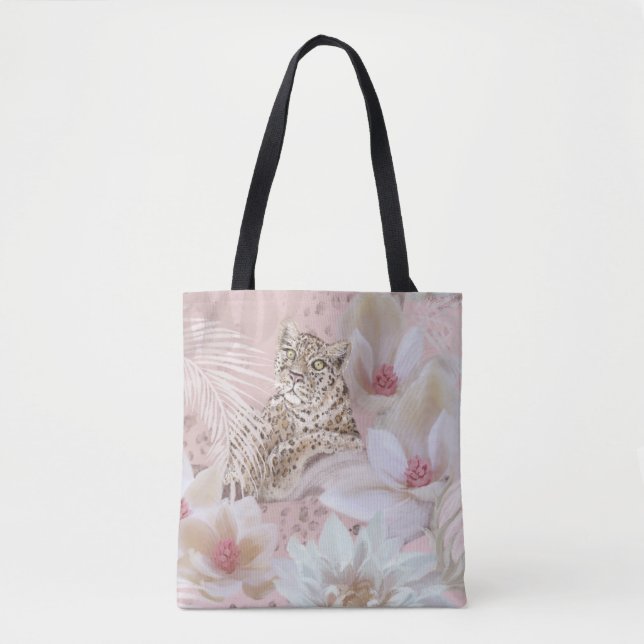 Tote Bag Motif rose léopard à la mode Fourre-tout (Devant)
