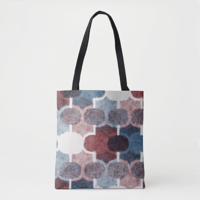 Tote Bag Motif rouge Abstrait géométrique (Devant)