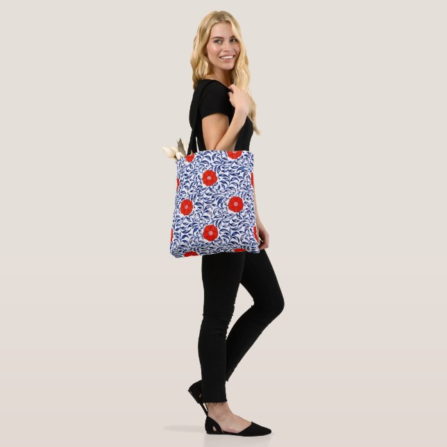 Tote Bag Motif rouge et bleu (Sur le modèle)