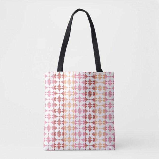 Tote Bag Motif rouge géométrique de rayures d'ikat (Devant)