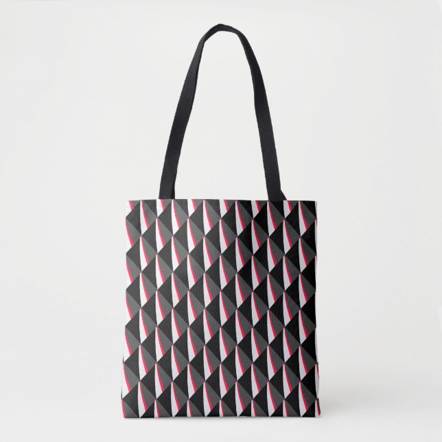 Tote Bag Motif rouge noir blanc gris (Devant)