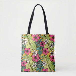 Tote Bag Motif sans charme avec fleurs tropicales, feuilles