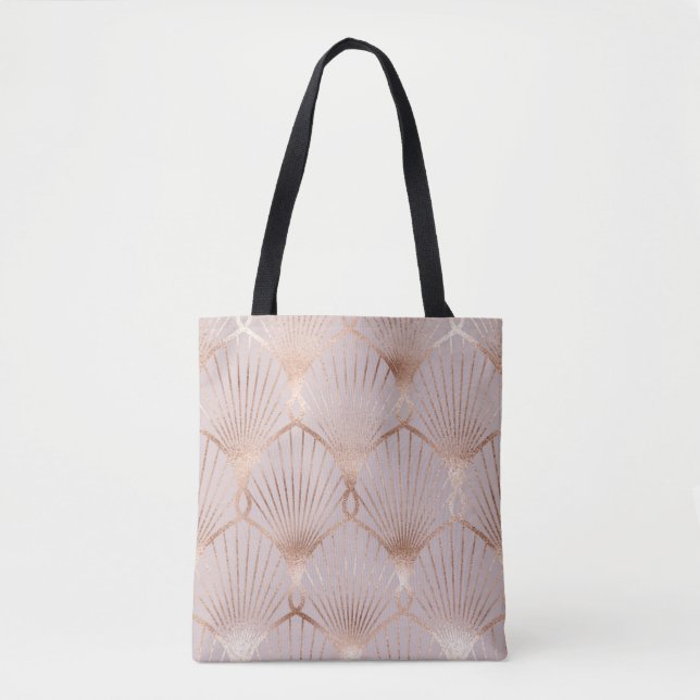 Tote Bag Motif sans couture aux formes feuille or (Devant)