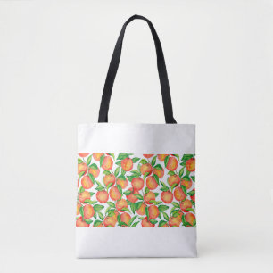 Tote Bag Motif sans couture avec aquarelle fruit mandarin e