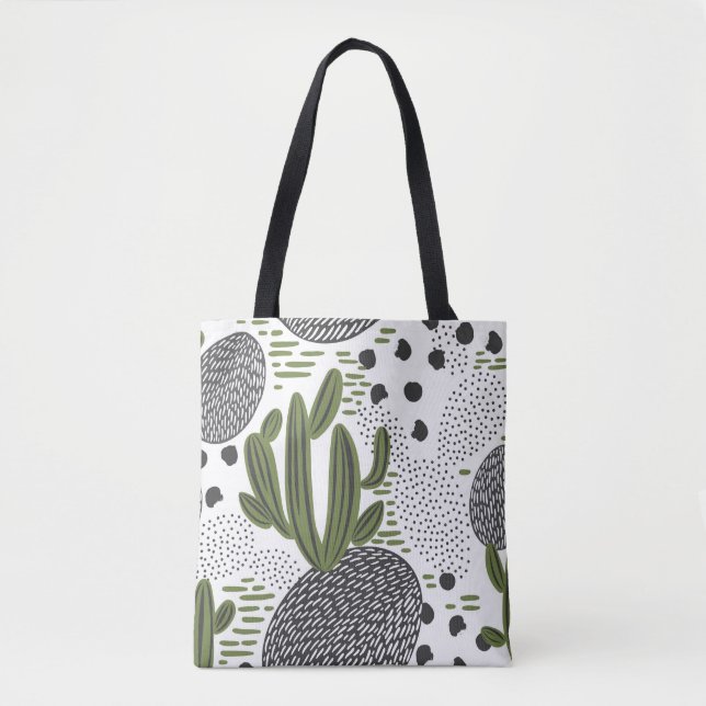 Tote Bag motif sans couture avec cactus sur arrière - plan  (Devant)