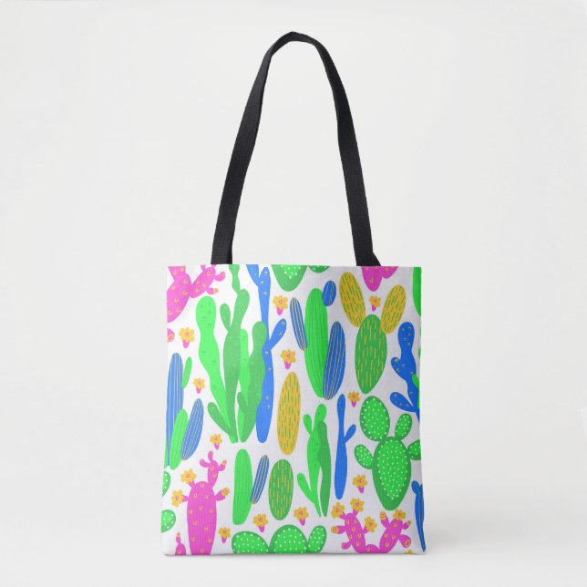 Tote Bag motif sans couture avec cactus sur arrière - plan  (Devant)