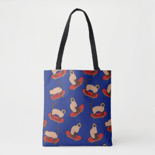 Tote Bag Motif sans couture avec chats siamois sur skateboa