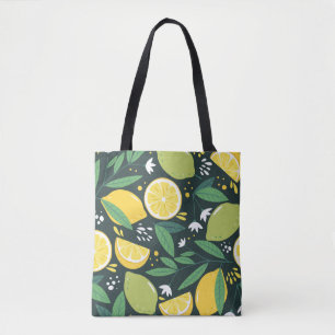 Tote Bag Motif sans couture avec citrons. Impression artist
