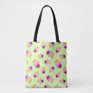 Tote Bag Motif sans couture avec cupcake aux fraises