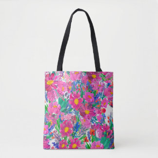Tote Bag Motif sans couture avec de Belles fleurs. Aquarell