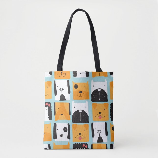 Tote Bag Motif sans couture avec des chiens mignons.  (Devant)