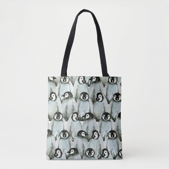 Tote Bag Motif sans couture avec des pingouins mignons (Devant)