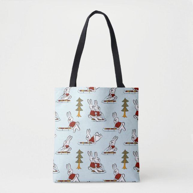 Tote Bag Motif sans couture avec différents lapins sur les  (Devant)