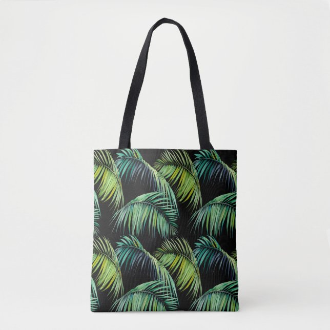 Tote Bag Motif sans couture avec feuilles de palmiers tropi (Devant)