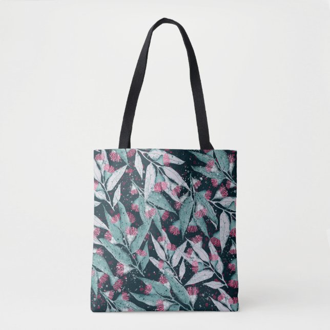 Tote Bag Motif sans couture avec feuilles d'eucalyptus et f (Devant)