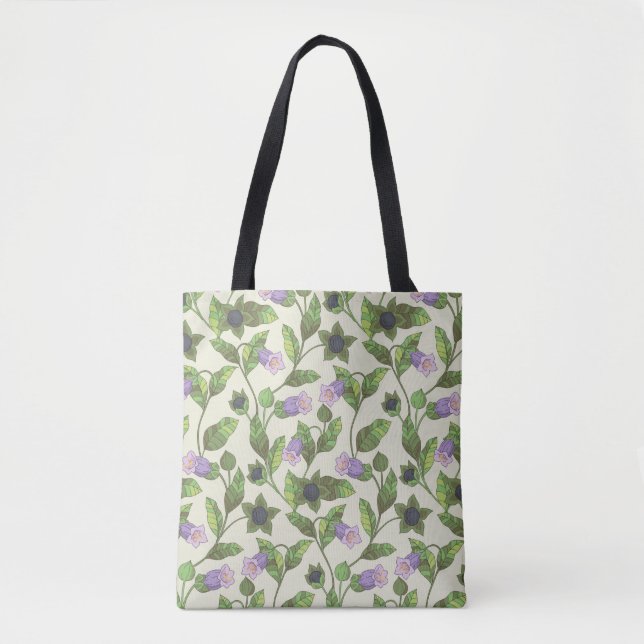 Tote Bag Motif sans couture avec fleurs de belladonna. Un b (Devant)