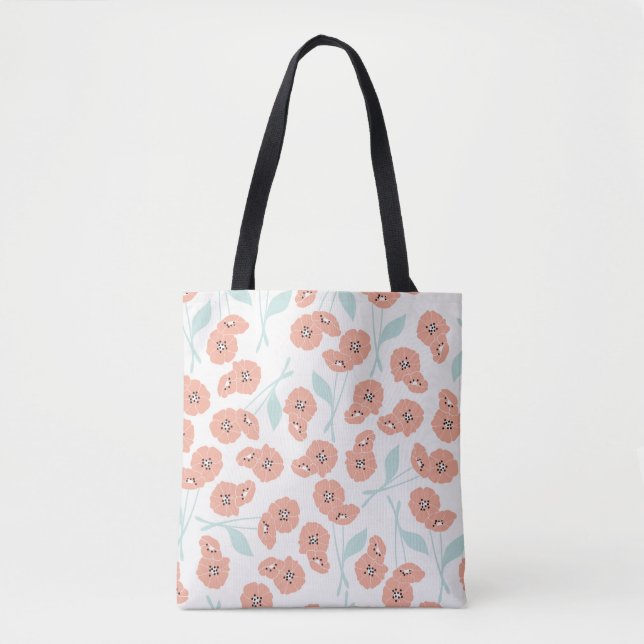 Tote Bag Motif sans couture avec fleurs et éléments floraux (Devant)