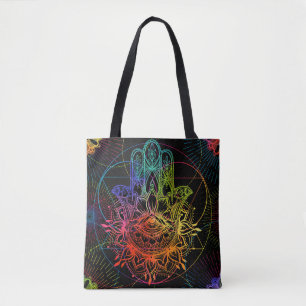 Tote Bag Motif sans couture avec hamsa orné dessiné à la ma
