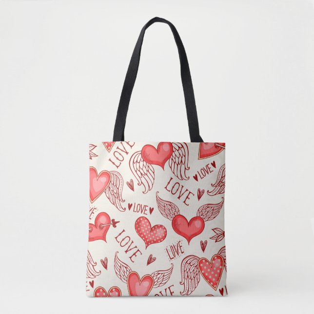 Tote Bag Motif sans couture avec les coeurs. Bonne Saint Va (Devant)