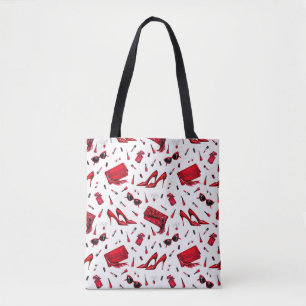Tote Bag Motif sans couture avec les petites choses en roug