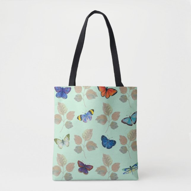Tote Bag Motif sans couture avec papillons et branches bril (Devant)