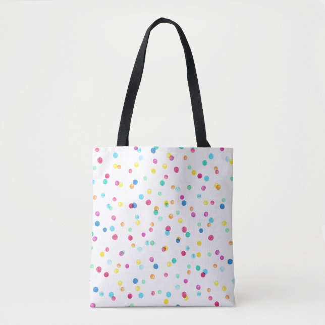 Tote Bag Motif sans couture avec points d'aquarelle lumineu (Devant)