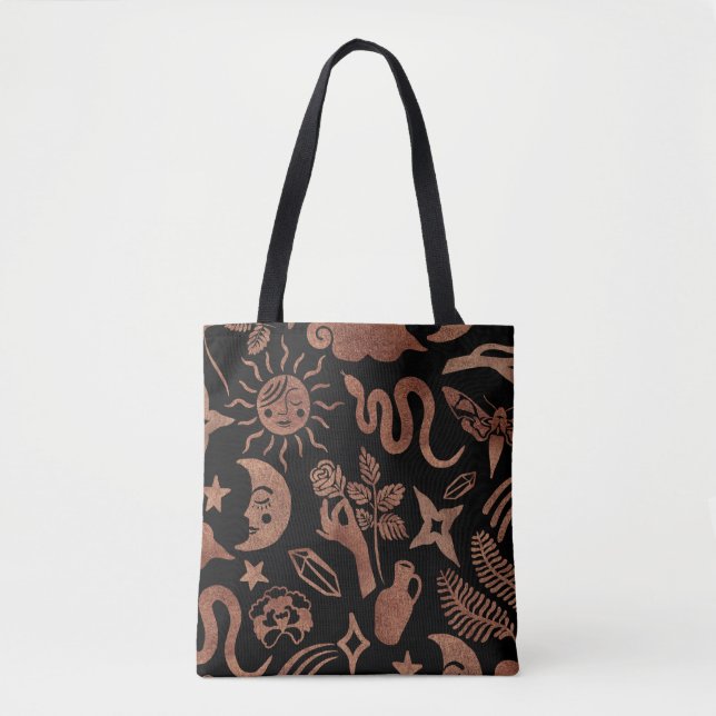 Tote Bag Motif sans couture avec symboles mystiques et magi (Devant)
