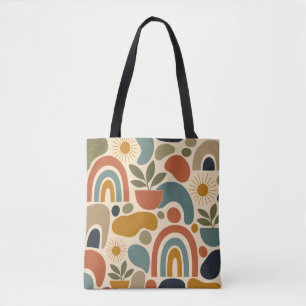Tote Bag Motif sans couture bohème arc-en-ciel et botanique