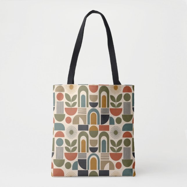 Tote Bag Motif sans couture Boho Rainbow & Botanique (Devant)
