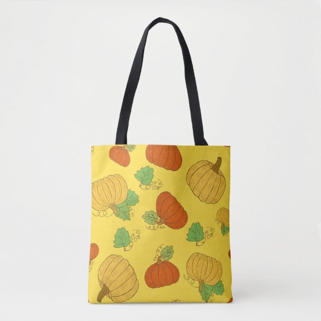 Tote Bag Motif sans couture citrouille. Brosse à griffes à  (Devant)