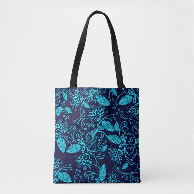 Tote Bag Motif sans couture de couleur bleue abstraite sur  (Devant)