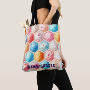 Tote Bag Motif sans couture de dessert en nid d'abeille mig